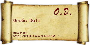 Orsós Deli névjegykártya